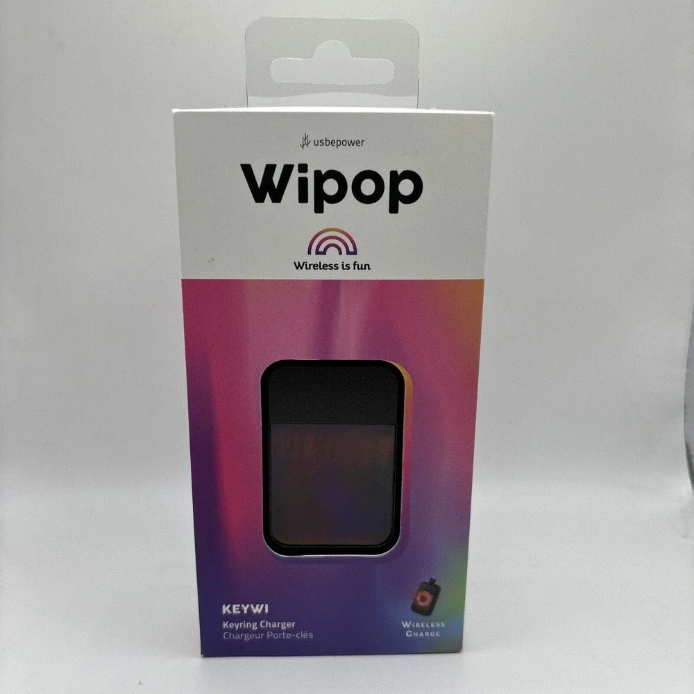 WIPOP Wireless fun Keychain Charging for phone And AirPods Black Iridescent
